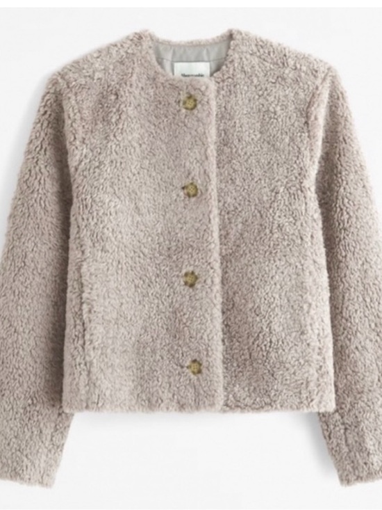 Abercrombie & Fitch Jackets & Blazers - Abercrombie Taupe Sherpa Button-Up Jacket - Large
